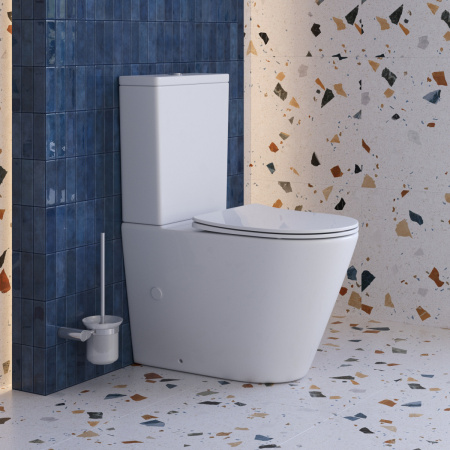 Унитаз напольный с бачком BelBagno FLAY-TOR BB2149CP-TOR/SC/BB2149T белый с сиденьем микролифт безободковый смыв торнадо