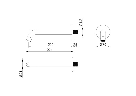 Излив для ванны Aquatek ЕВРОПА AQ1341MB настенный черный матовый