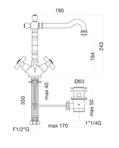 Смеситель Fiore 26CO0625 на раковину хром/золото - фото 3