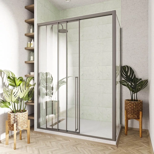 Душевой уголок Veconi Premium Prato PR3/L-SP-110100-01-GR-C4 110х100 стекло прозрачное профиль графит без поддона - фото 2