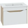 Тумба под раковину СанТа Сатурн 700371 80х50 подвесная цвет белый/коричневый
