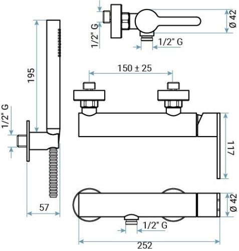 Смеситель Emmevi Filoinox 85002B/IN настенный никель - фото 2