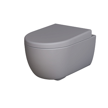 Унитаз подвесной Ambassador Abner 103T20301R-102T20301 серый матовый с сиденьем каскадный смыв