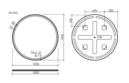 Зеркало с подсветкой Sancos Bella BE1000 100х100 подвесное