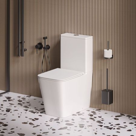 Унитаз напольный с бачком Grossman Торнадо GR-4418MSQ белый с сиденьем микролифт безободковый смыв торнадо