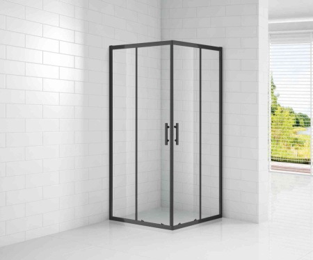 Душевой уголок Cezares ECO ECO-O-A-2-90-C-NERO 90х90 стекло прозрачное профиль черный без поддона