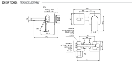 Смеситель для раковины Remer Infinity I15PNO встраиваемый в стену черный
