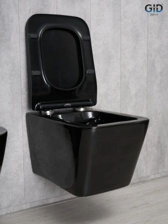 Унитаз подвесной Gid Cuadrado 62224Y черный с сиденьем микролифт безободковый