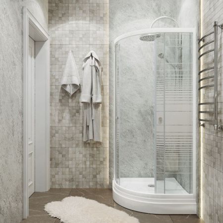 Душевой уголок Тритон Стандарт Щ0000061805 90х90 стекло с рисунком профиль белый с поддоном