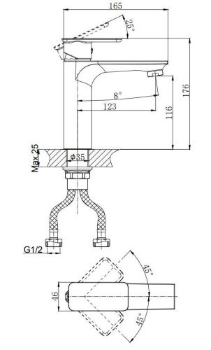 Смеситель Rush Bruny BR4335-12 на раковину хром - фото 2