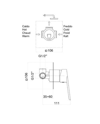 Смеситель для ванны и душа Fiore 81NN7515 встраиваемый в стену черный - фото 3