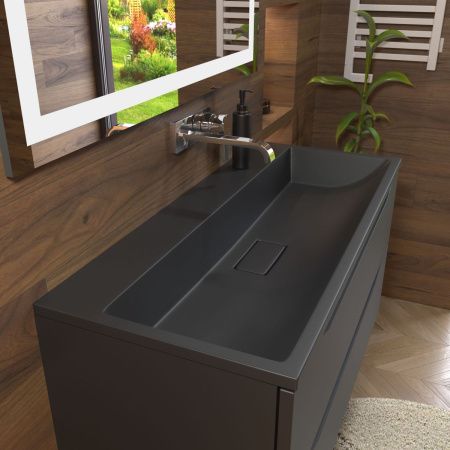 Раковина из искусственного камня Stella Polar Арта SP-00001725 100х50 встраиваемая цвет черный