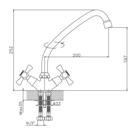 Смеситель для кухни Cron CN4242 на мойку хром