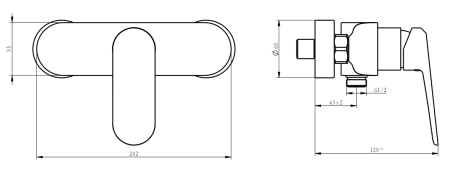Смеситель для ванны и душа Savol SK-H6402 настенный хром