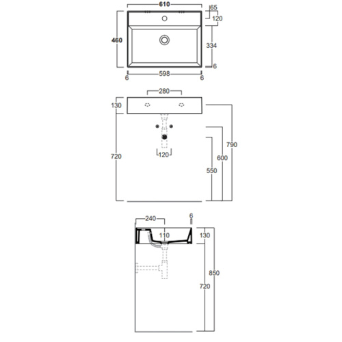 Раковина керамическая Simas Agile 61 см AG61 bi*0 подвесная цвет белый без отверстий под смеситель - фото 2