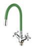 Смеситель для кухни D-Lin D153810-5 на мойку хром/зеленый