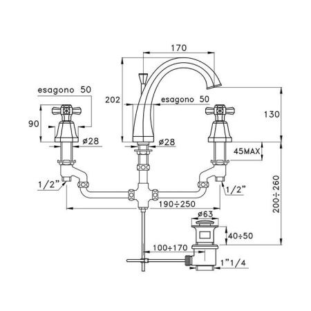 Смеситель Stella Eccelsa EC 00015 AU02 на раковину розовое золото