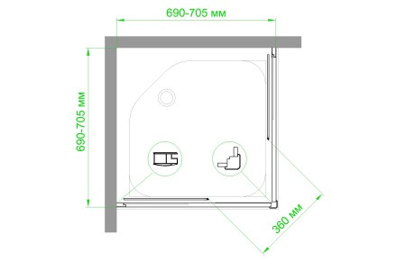 Душевой уголок Royal Bath HPD RB70HPD-T-BL 70х70 стекло прозрачное профиль черный без поддона