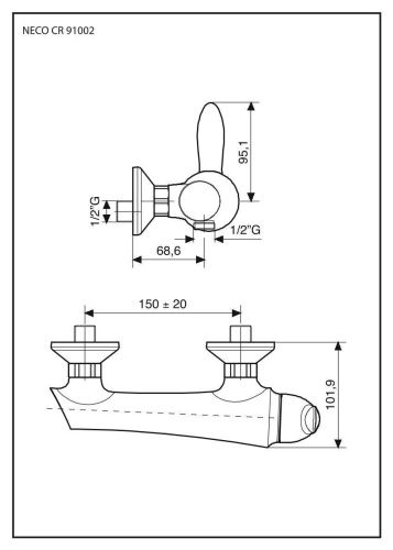 Смеситель Emmevi Neco 91002/CR настенный хром - фото 2