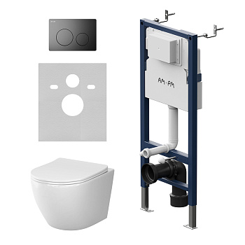Комплект унитаз с инсталляцией с клавишей смыва Am.Pm Like IS90138.801900 Комплект унитаз с инсталляцией с клавишей смыва Am.Pm Like IS90138.801900