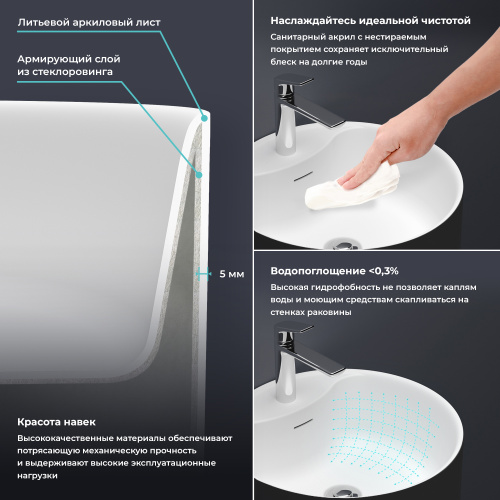 Раковина акриловая Wellsee Chalice Perfection 230616000 45х45 напольная цвет черный/белый 1 отверстие под смеситель - фото 5 Раковина акриловая Wellsee Chalice Perfection 230616000 45х45 напольная цвет черный/белый 1 отверстие под смеситель - фото 5