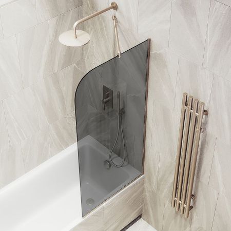 Душевая шторка на ванну Maybah Glass MGV-128-2у 35х140 стекло тонированное профиль бронза ориентация универсальная