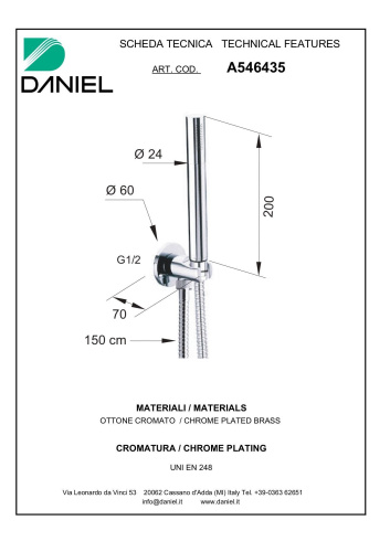 Душевой гарнитур Daniel A546435-DO настенный золото - фото 2 Душевой гарнитур Daniel A546435-DO настенный золото - фото 2