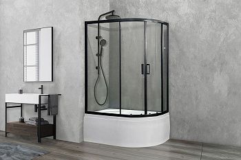 Душевой уголок Royal Bath BK RB8120BK-T-BL-L 120х80 стекло прозрачное профиль черный с поддоном