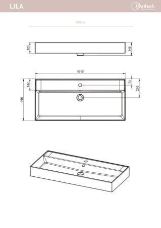 Раковина керамическая Visobath Lila 73519 100х50 встраиваемая цвет белый 1 отверстие под смеситель