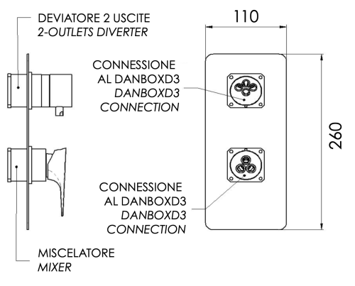 Смеситель для душа Daniel Diva DV612D3KBDP встраиваемый в стену брашированное золото - фото 2