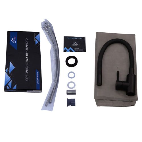 Смеситель для кухни Fashun A54101N-7A на мойку черный - фото 4