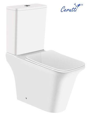 Унитаз напольный с бачком Cerutti SPA CT8457 белый с сиденьем микролифт безободковый каскадный смыв