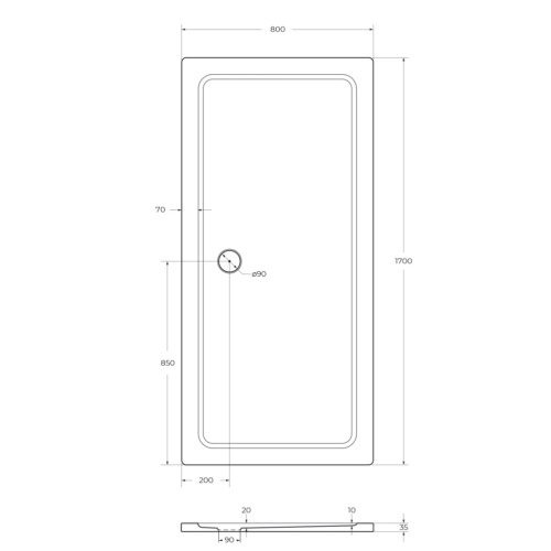Душевой поддон Cezares TRAY-M-AH-170/80-35-W 170х80 стеклопластик белый - фото 2