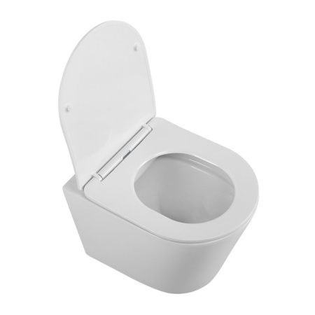 Унитаз подвесной BelBagno FLAY-R BB053CHR/SC белый с сиденьем микролифт безободковый каскадный смыв
