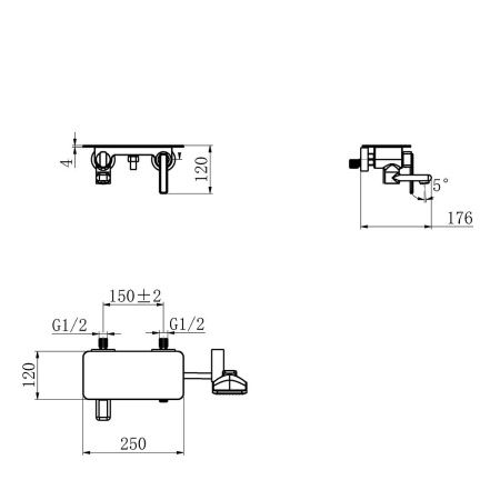 Смеситель для ванны LeMark Mista LM6414WG настенный золото