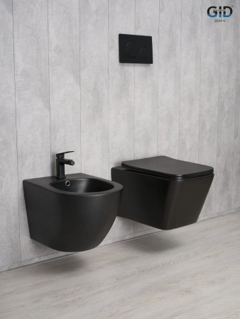 Унитаз подвесной Gid Cuadrado 62225Y черный матовый с сиденьем микролифт безободковый
