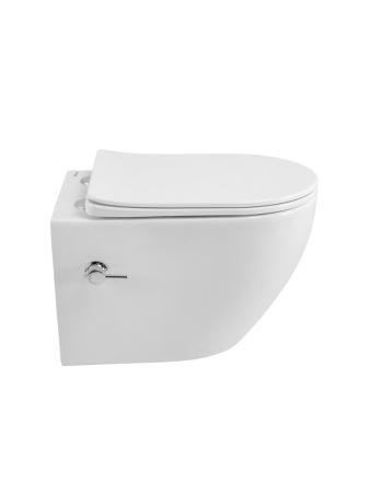 Унитаз подвесной с функцией биде и смесителем BelBagno MARINO BB7026CH-TOR-BS/SC белый с сиденьем микролифт безободковый смыв торнадо