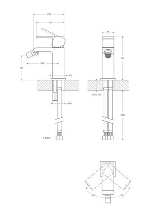 Смеситель Cezares PORTA PORTA-BS1-SS на биде медь