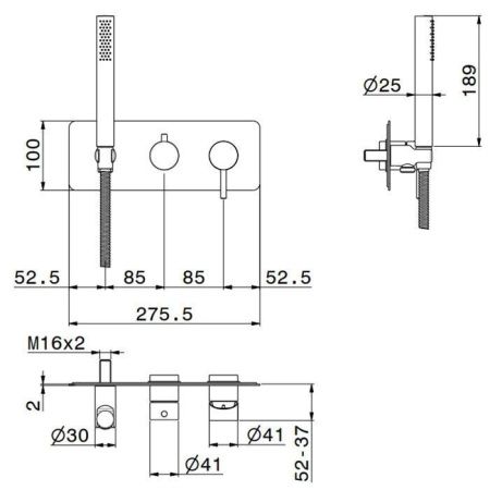 Смеситель для душа Newform Gessi316 69679EX.59.064 встраиваемый в стену оружейная сталь