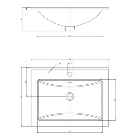 Раковина из сантехнического фарфора Onika Бергамо CDB00018580 60х50 накладная цвет белый 1 отверстие под смеситель