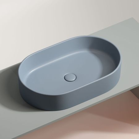 Раковина из сантехнического фарфора Ceramica Nova ELEMENT CN6048MHL 60х40 накладная цвет голубой без отверстий под смеситель