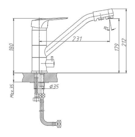 Смеситель для кухни Haiba HB04 HB4304 на мойку хром