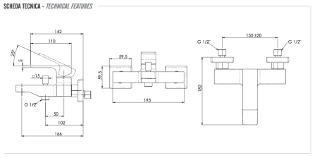 Смеситель для ванны Remer Absolute AU05NO настенный черный
