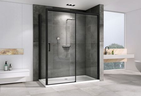 Душевой уголок Abber Komfort AG93160B-S92B 160х90 стекло прозрачное профиль черный без поддона