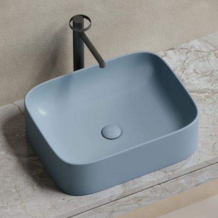 Раковина из сантехнического фарфора Ceramica Nova ELEMENT CN6052MHL 50х40 накладная цвет голубой без отверстий под смеситель