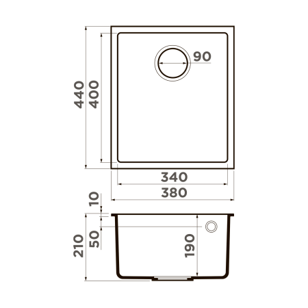 Кухонная мойка Omoikiri Bosen 38-U 4997204 40х20 цвет коричневый поверхность матовая