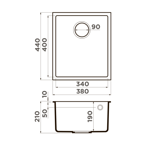 Кухонная мойка Omoikiri Bosen 38-U 4997204 40х20 цвет коричневый поверхность матовая - фото 4