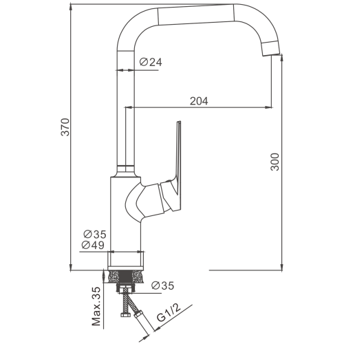 Смеситель для кухни Belz B533 B70533-7 на столешницу черный - фото 2