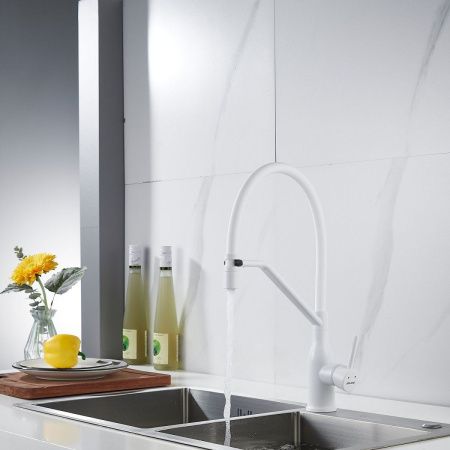 Смеситель для кухни Shevanik S343C-1 на мойку белый