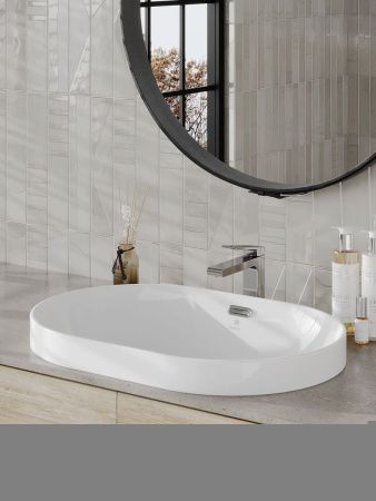 Раковина из сантехнического фарфора Orange B05-600W 60х40 встраиваемая цвет белый